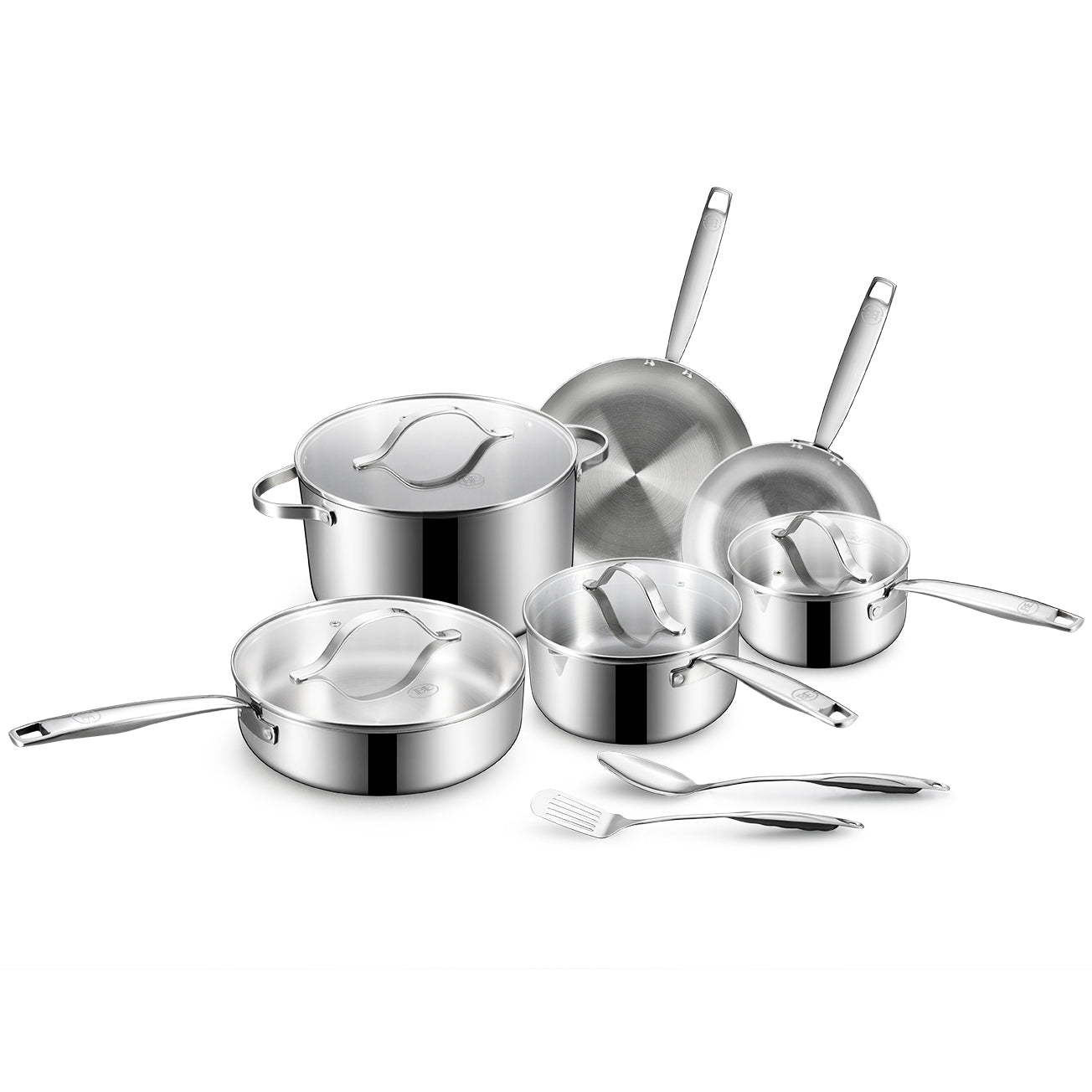 BE | LIVING Essential Series Tri-Ply Stainless Steel 12-Piece Cookware Set