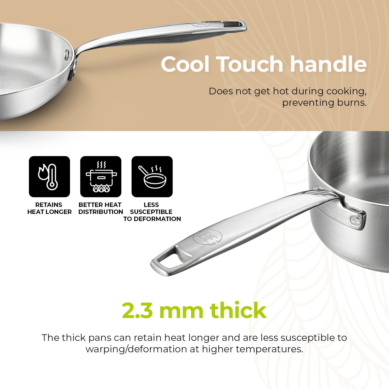 BE | LIVING Essential Series Tri-Ply Stainless Steel 12-Piece Cookware Set