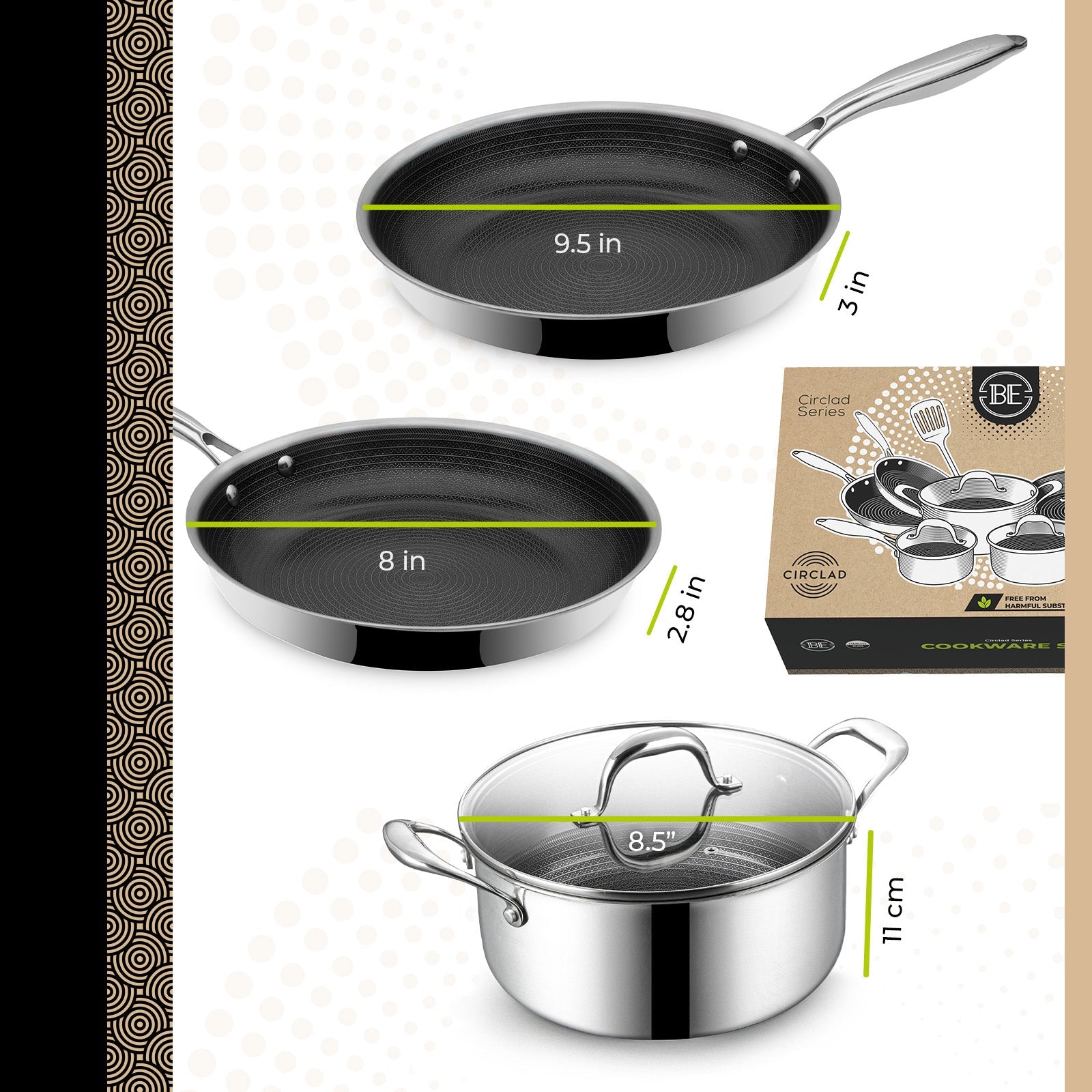 BE | LIVING CIRCLAD Series 12-Piece Nonstick Cookware Set