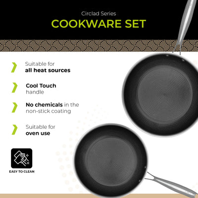 BE | LIVING CIRCLAD Series 2-Piece Stainless Steel Nonstick Fry Pan Set 10