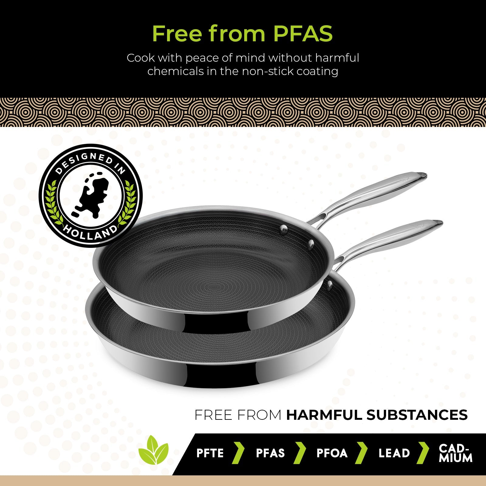 BE | LIVING CIRCLAD Series 2-Piece Stainless Steel Nonstick Fry Pan Set 10