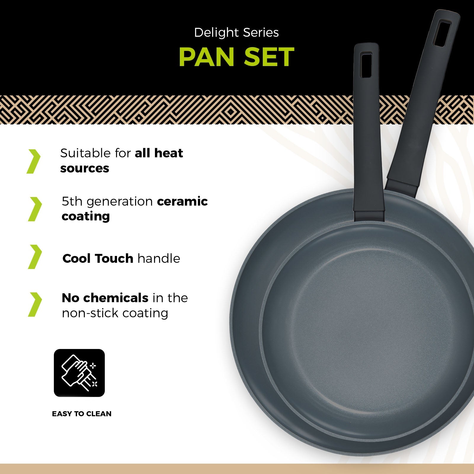 BE | LIVING Delight Series Frying Pan Set Black - 2 pieces, 3 pieces