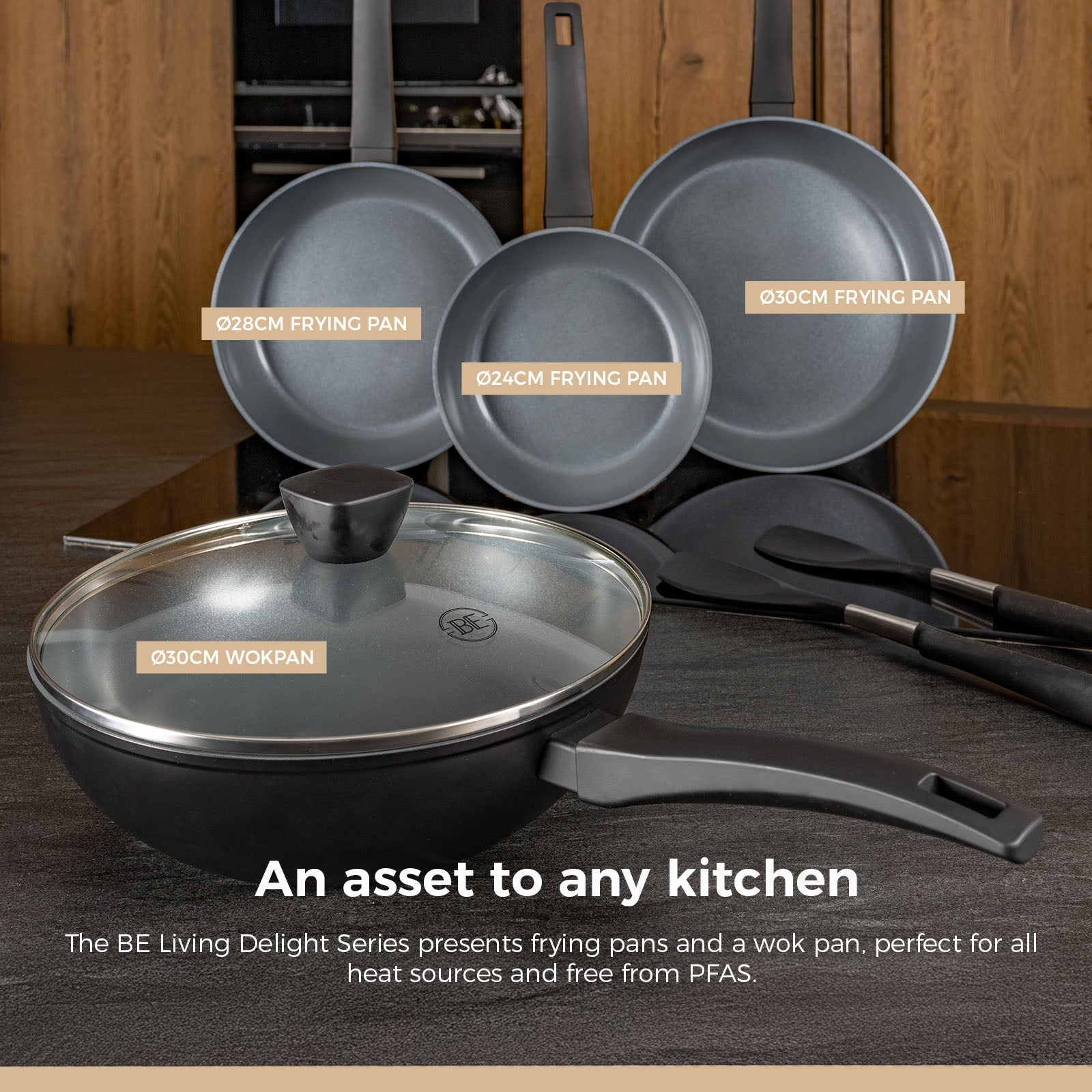 BE | LIVING Delight Series Frying Pan Set Black - 2 pieces, 3 pieces