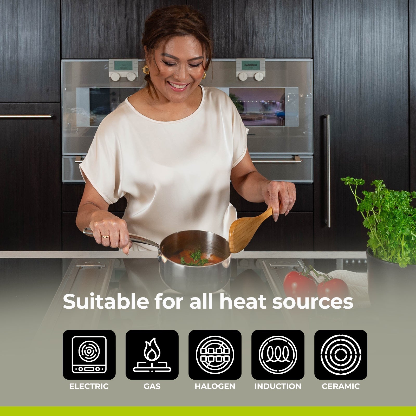 BE | LIVING Essential Series Tri-Ply Stainless Steel Sauce Pan with Lid 8