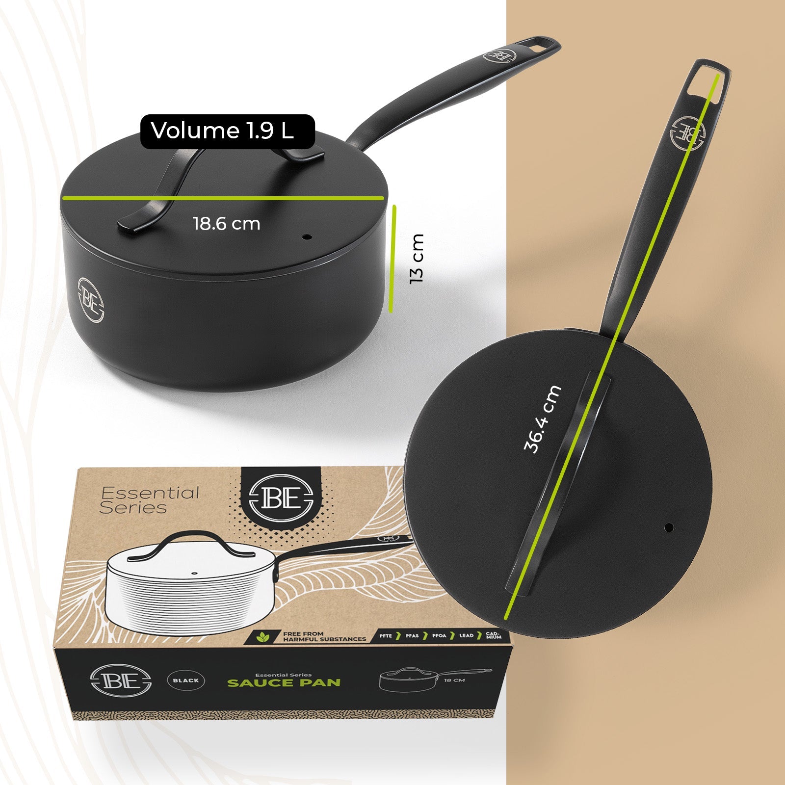 BE | LIVING Essential Series Saucepan with Lid - Ø 18cm