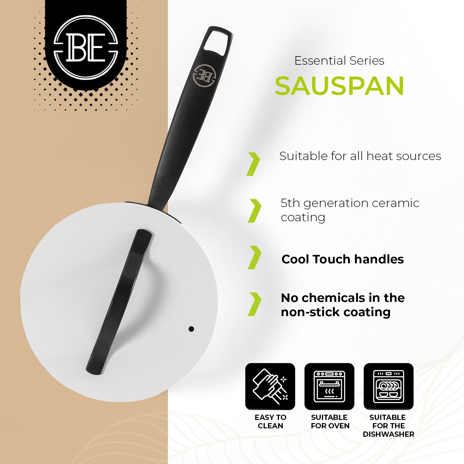 BE | LIVING Essential Series Saucepan with Lid - Ø 18cm