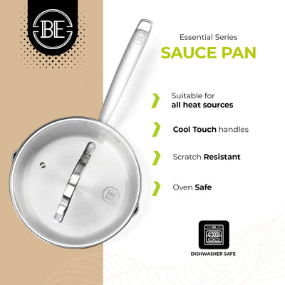 BE | LIVING Essential Series Tri-Ply Stainless Steel Frying Pan