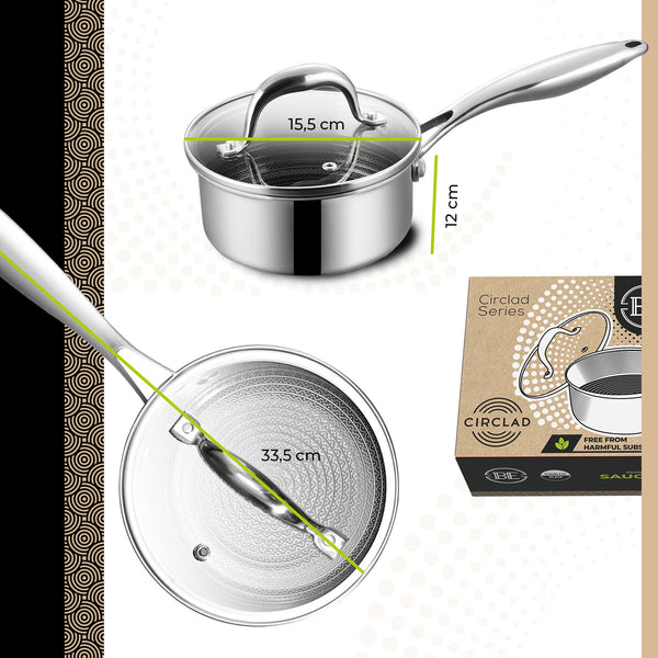 BE | LIVING CIRCLAD Series 2-Quart Hybrid Nonstick Saucepan with Lid 7”