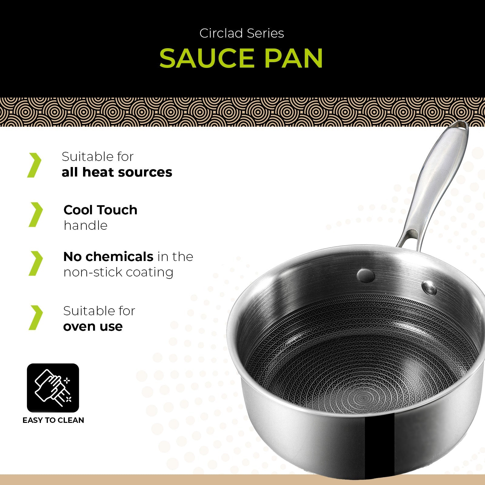 BE | LIVING CIRCLAD Series 2-Quart Hybrid Nonstick Saucepan with Lid 7”