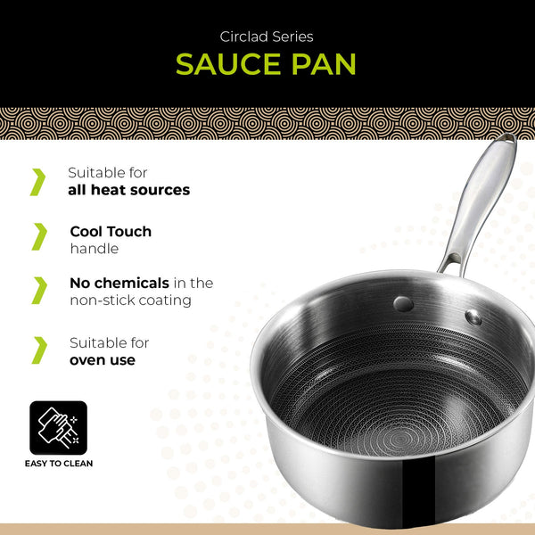 BE | LIVING CIRCLAD Series 2-Quart Hybrid Nonstick Saucepan with Lid 7”