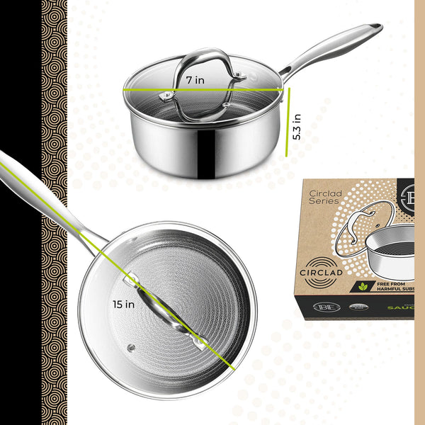 BE | LIVING CIRCLAD Series 2-Quart Hybrid Nonstick Saucepan with Lid 7”