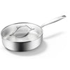 BE | LIVING Essential Series Tri-Ply Stainless Steel Sauté Pan with Lid 9.5