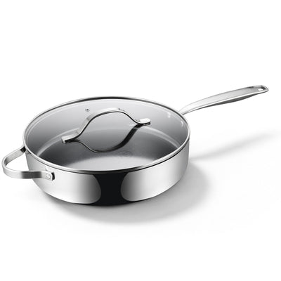 BE | LIVING Essential Series Stainless Steel Black Sauté Pan with Lid Ø 28 cm