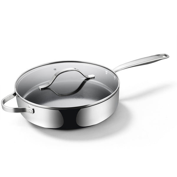 BE | LIVING Essential Series Stainless Steel Black Sauté Pan with Lid Ø 28 cm