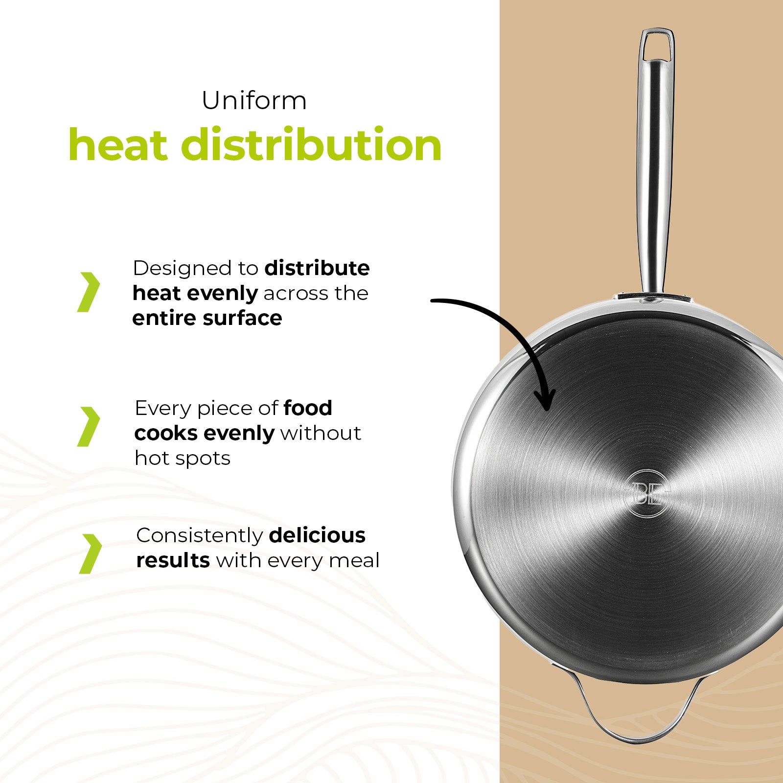 BE | LIVING Essential Series Stainless Steel Black Sauté Pan with Lid Ø 28 cm