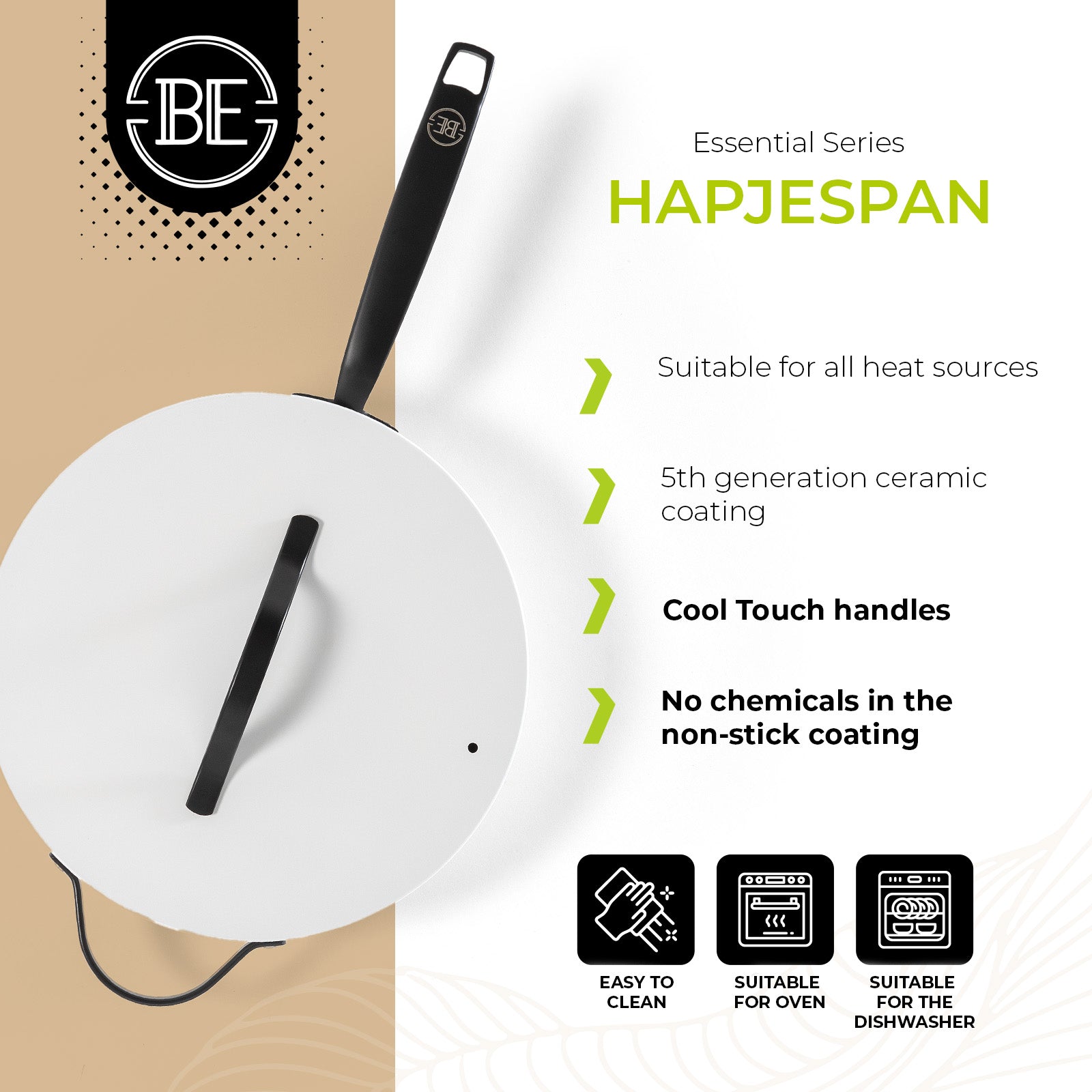BE | LIVING Essential Series Sauté Pan with Lid - Ø 28cm