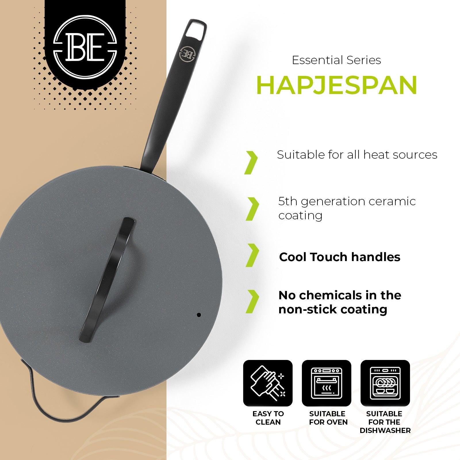 BE | LIVING Essential Series Sauté Pan with Lid - Ø 28cm