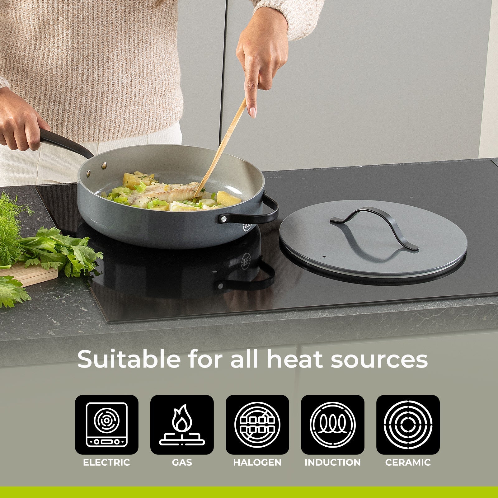 BE | LIVING Essential Series Sauté Pan with Lid - Ø 28cm