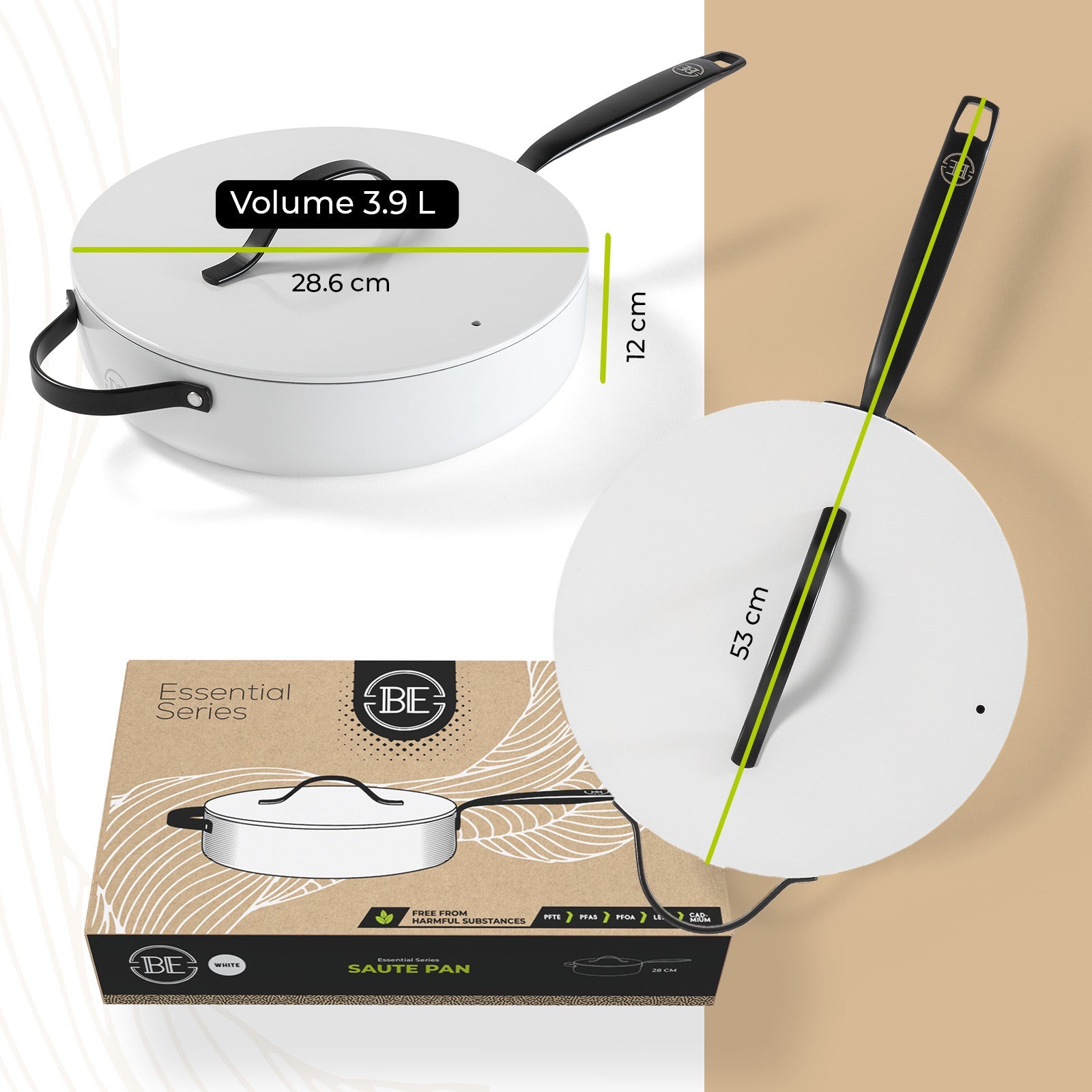 BE | LIVING Essential Series Sauté Pan with Lid - Ø 28cm