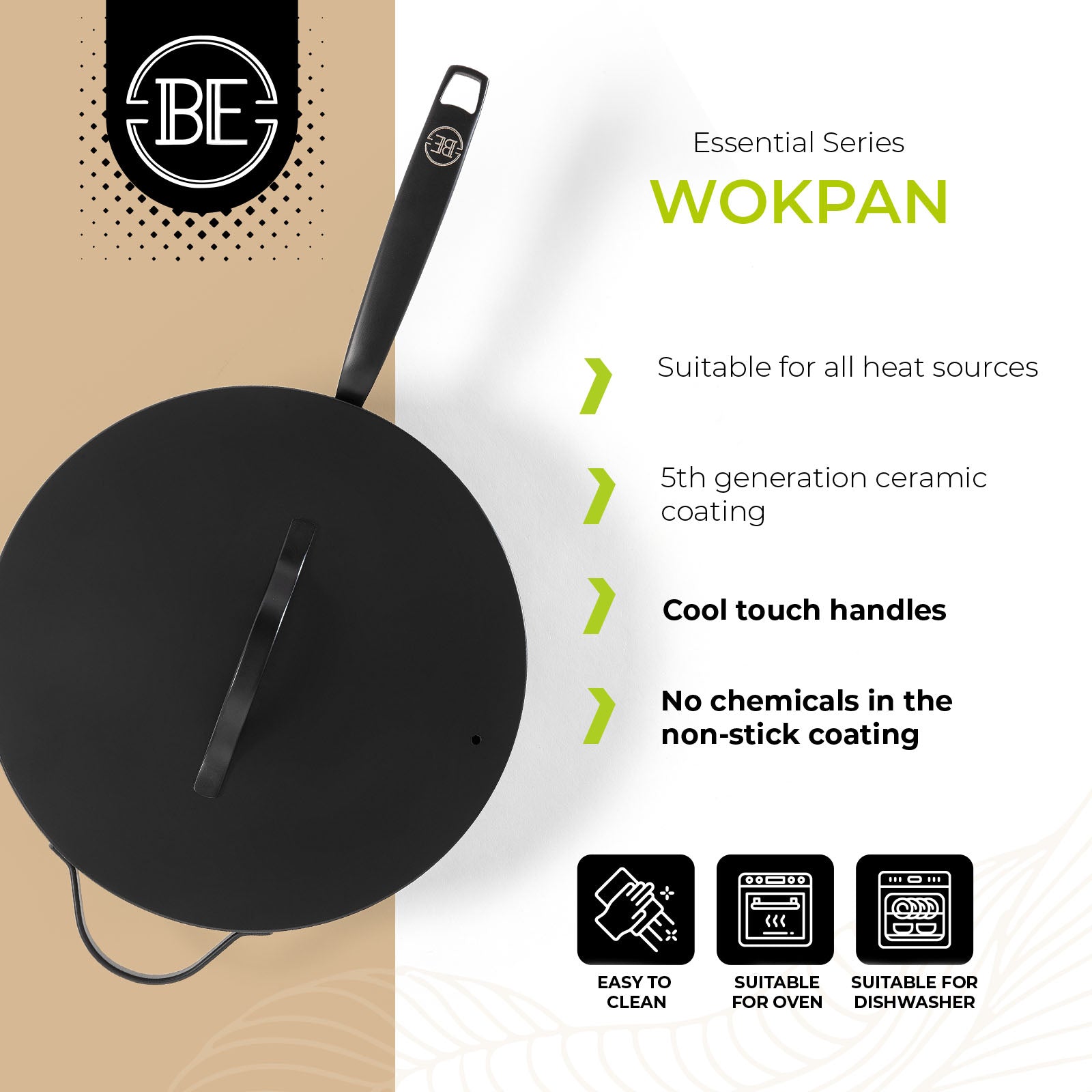 BE | LIVING Essential Series Wok with Lid - Ø 30 cm
