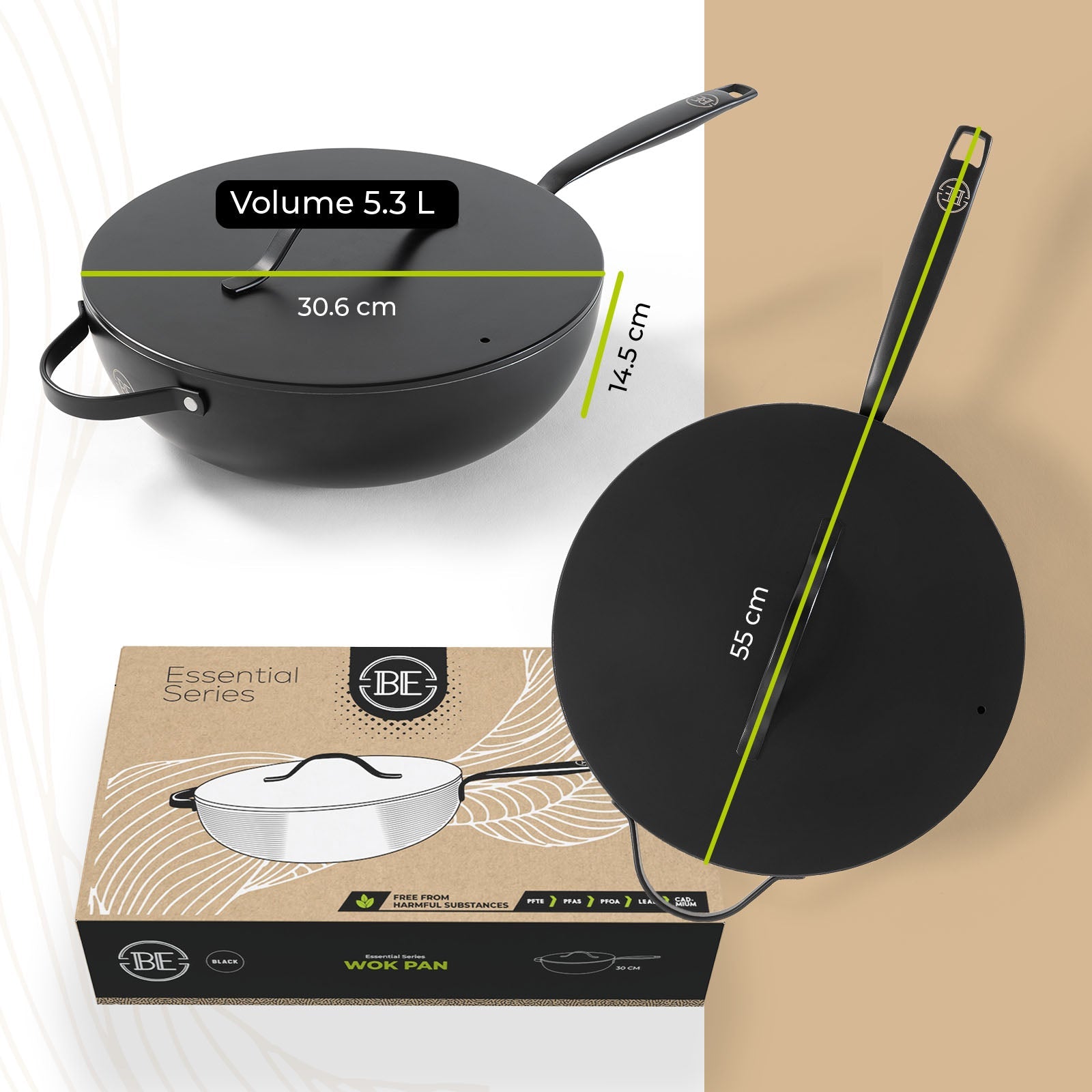 BE | LIVING Essential Series Wok with Lid - Ø 30 cm