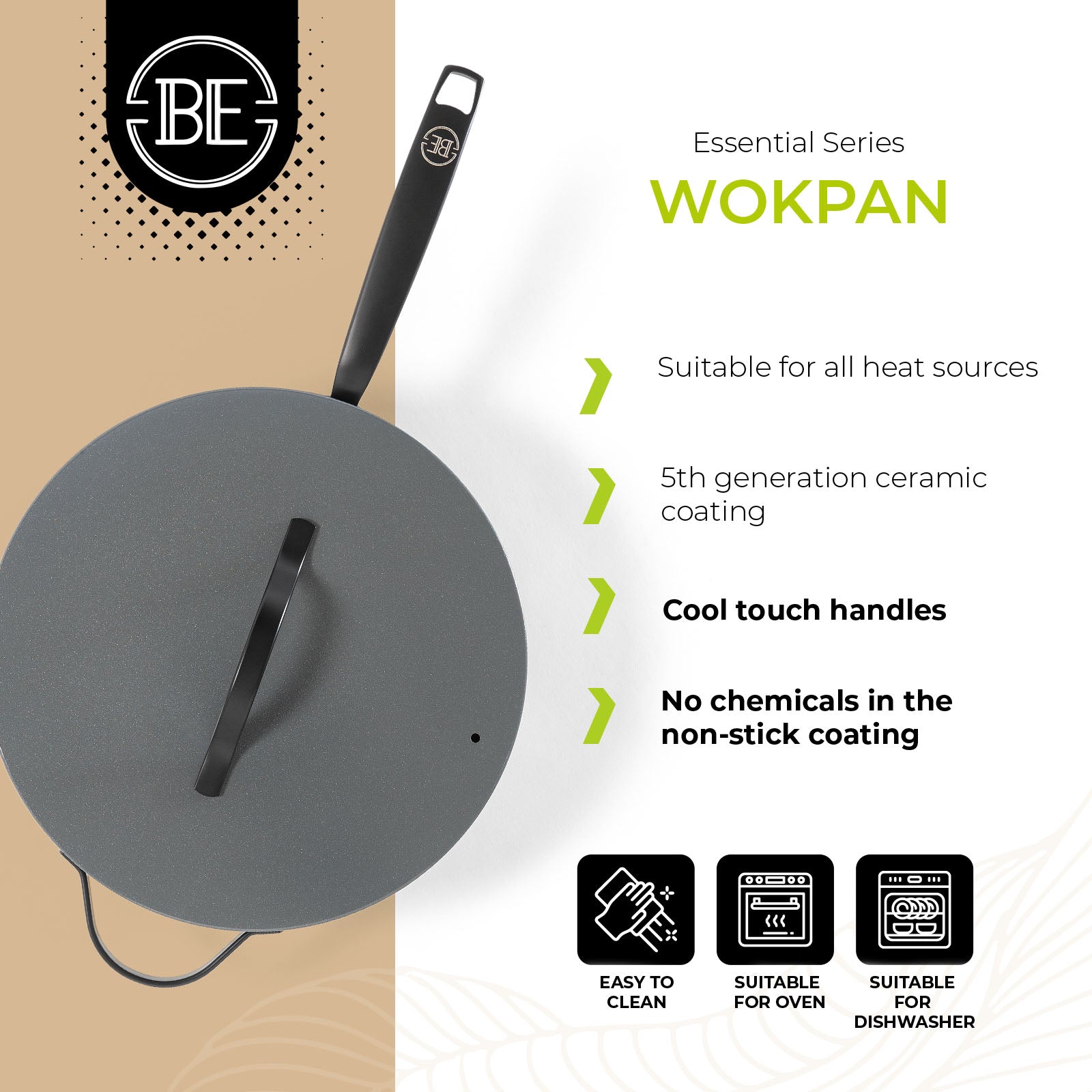 BE | LIVING Essential Series Wok with Lid - Ø 30 cm