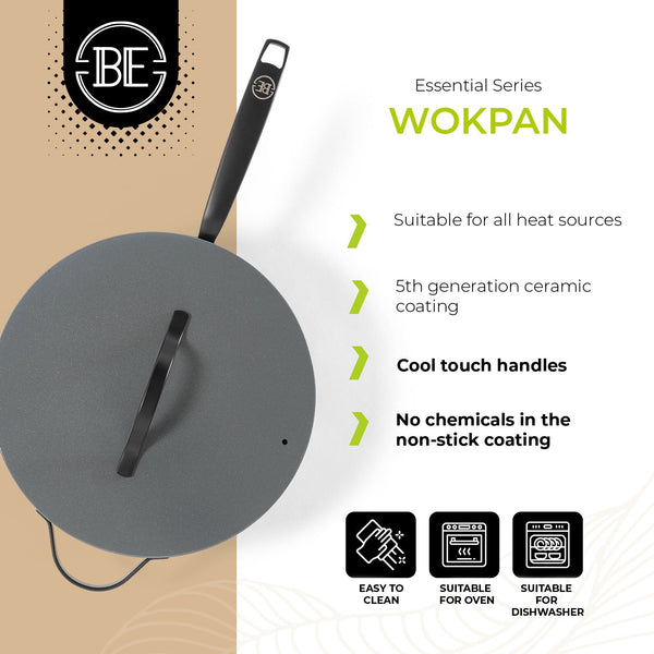 BE | LIVING Essential Series Wok with Lid - Ø 30 cm
