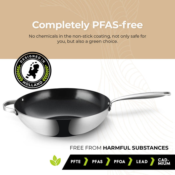 BE | LIVING Essential Series Stainless Steel Black Wok Pan Ø 32 cm