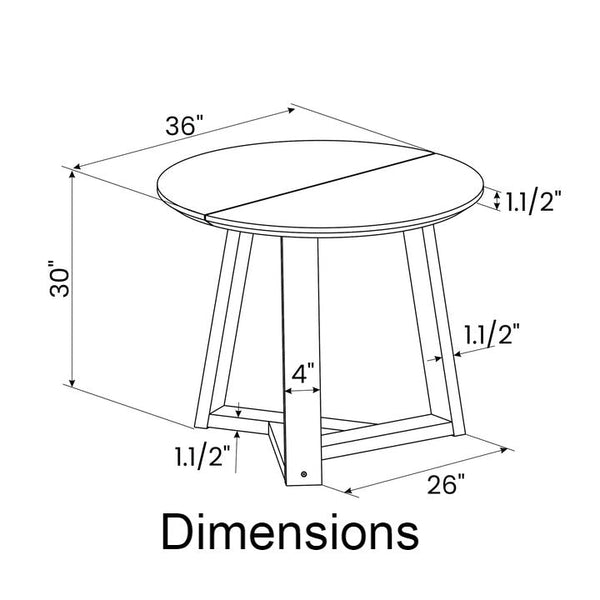 36 Inch Round Scandinavian Solid Wood Dining Table in Blonde
