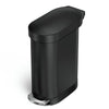 Matte Black 12-Gallon Narrow Kitchen Trash Can with Easy Step-on Lid