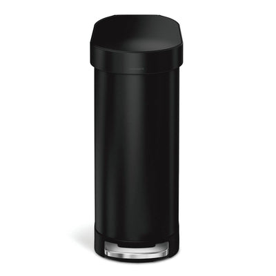 Matte Black 12-Gallon Narrow Kitchen Trash Can with Easy Step-on Lid
