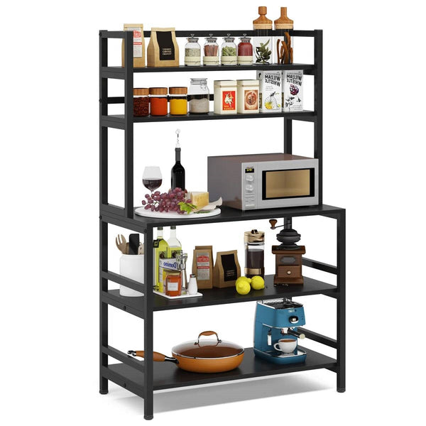 Heavy Duty Black Metal Kitchen Baker's Rack Microwave Stand Shelving Unit