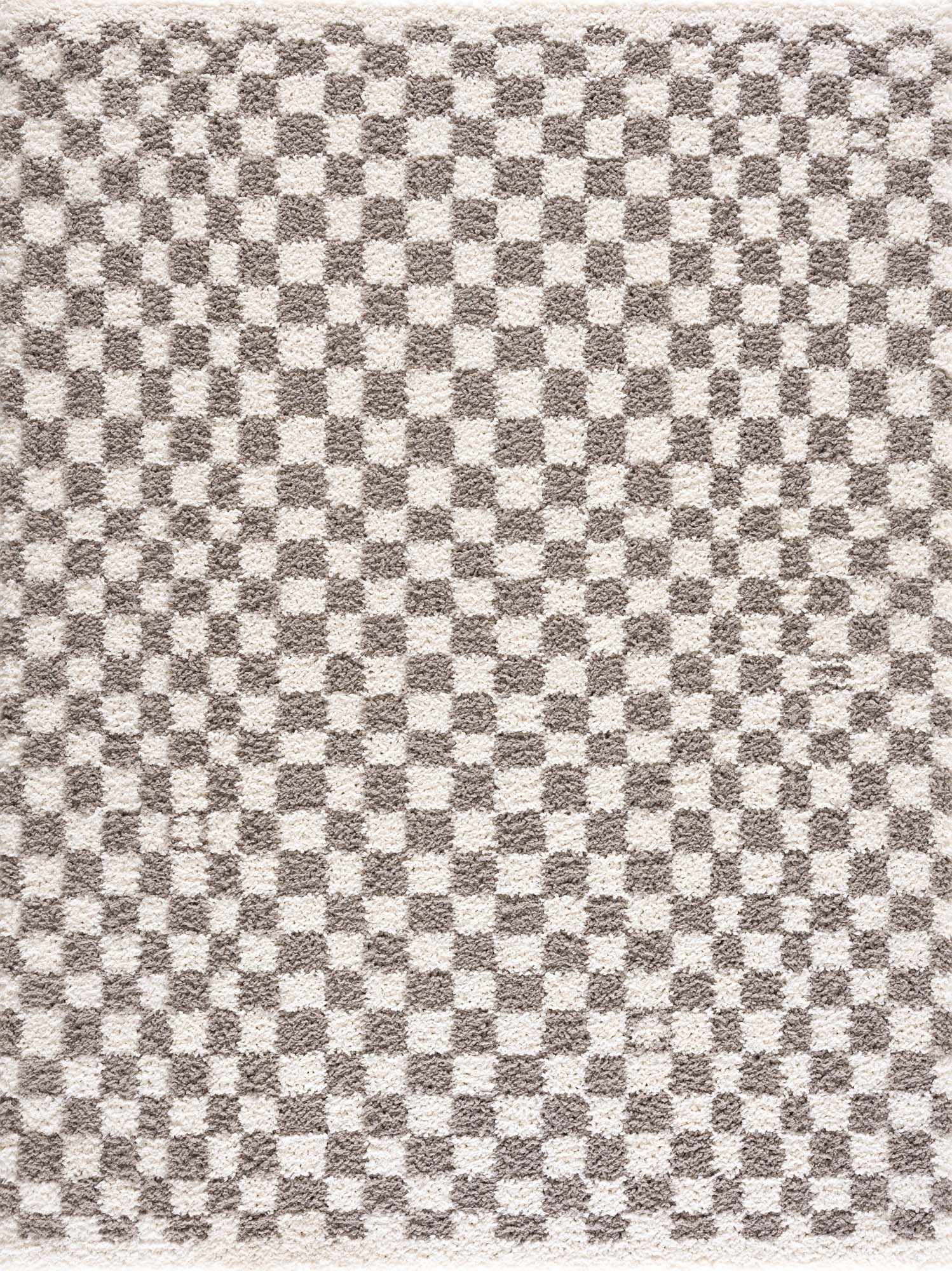 Kieu Taupe Checkered Plush Rug