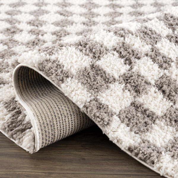 Kieu Taupe Checkered Plush Rug