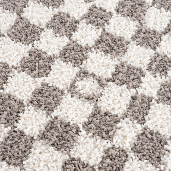 Kieu Taupe Checkered Plush Rug