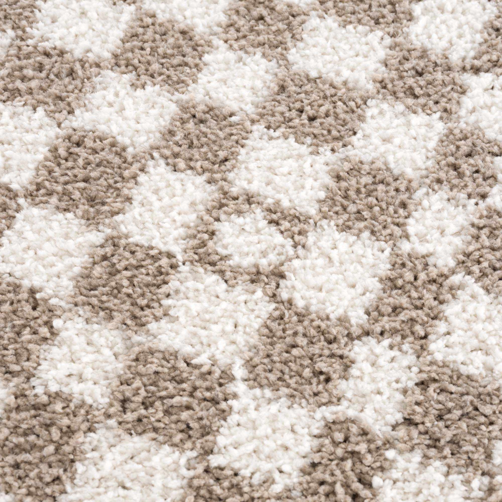 Kieu Taupe Checkered Shag Rug