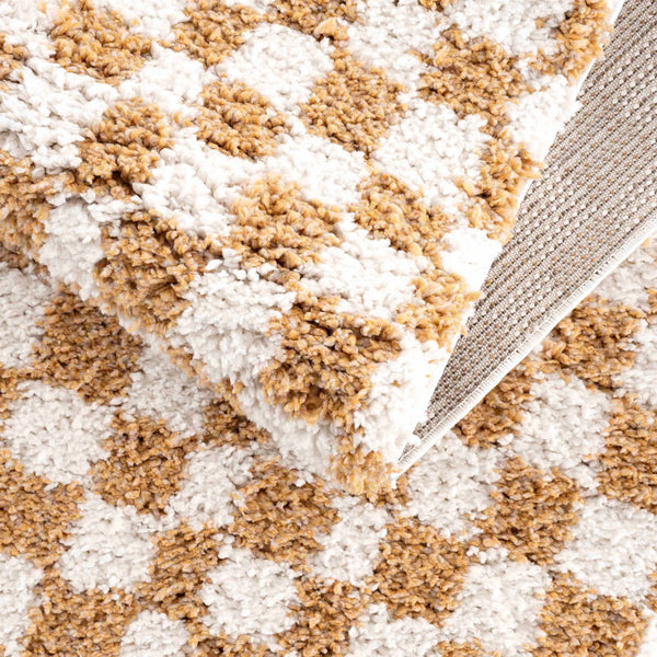 Kieu Mustard & Ivory Checkered Area Rug