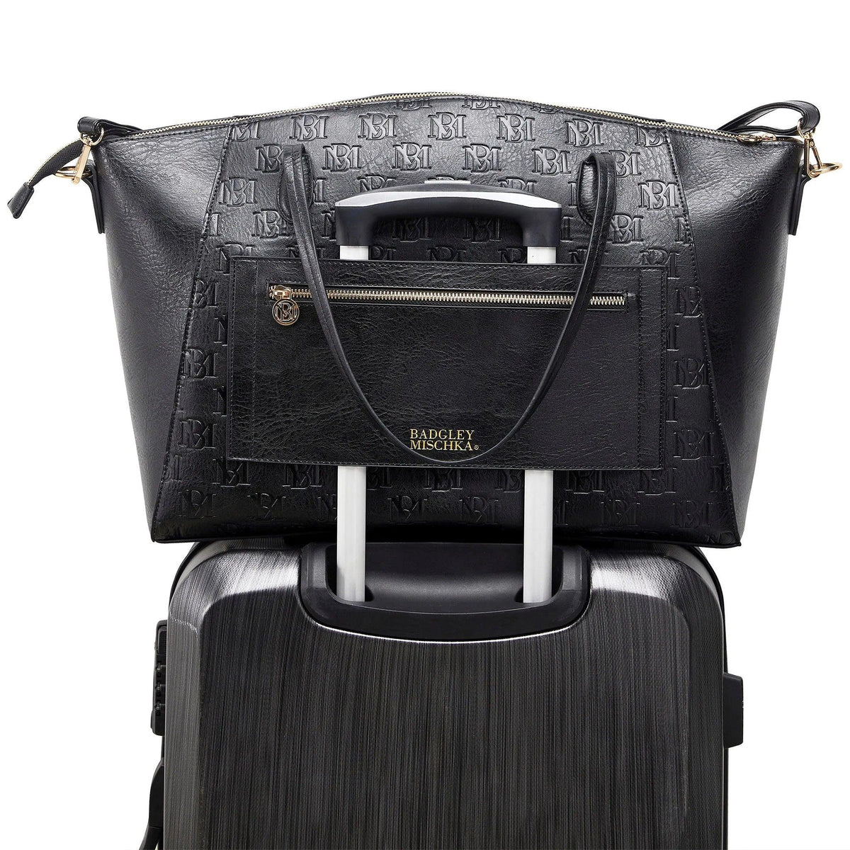 Caroline Vegan Leather Monogram Weekender Duffel Bag