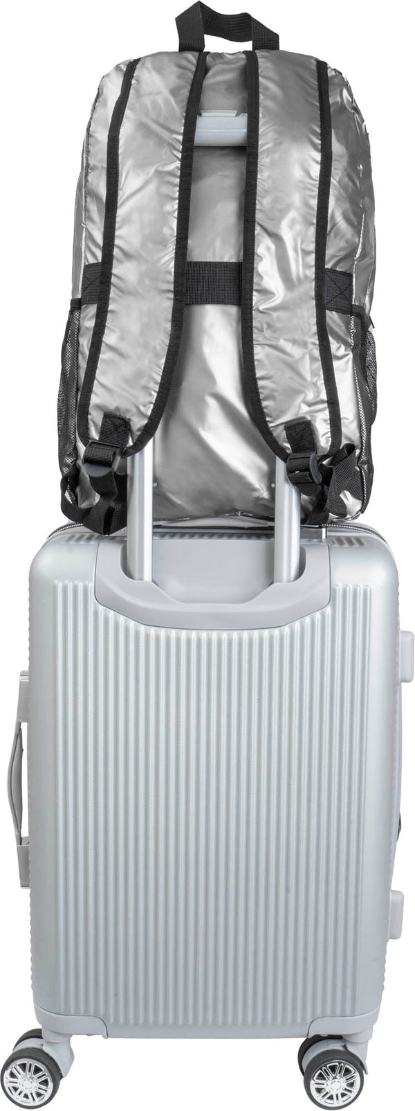 Boarding Pass Recycled Metallic Foldable & Packable Pouch Multi Compartment Backpack