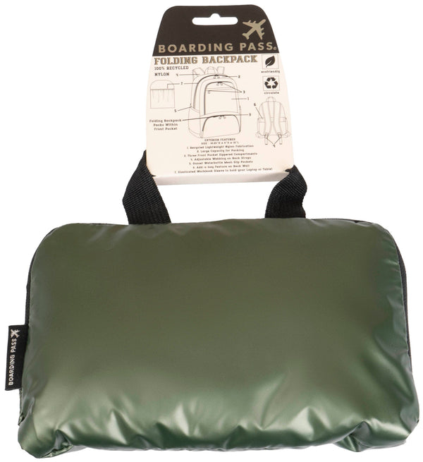 Boarding Pass Recycled Metallic Foldable & Packable Pouch Multi Compartment Backpack