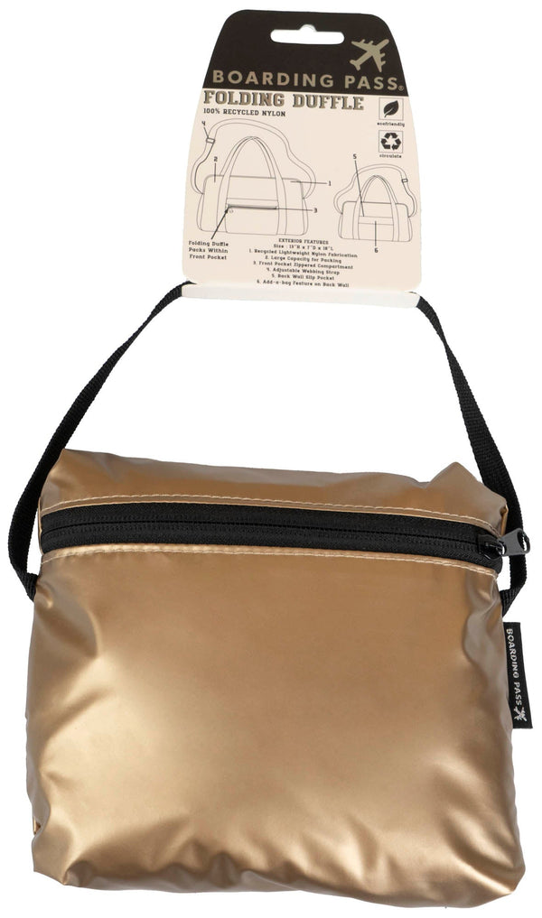 Boarding Pass Recycled Metallic Foldable & Packable Pouch Duffel Travel Bag