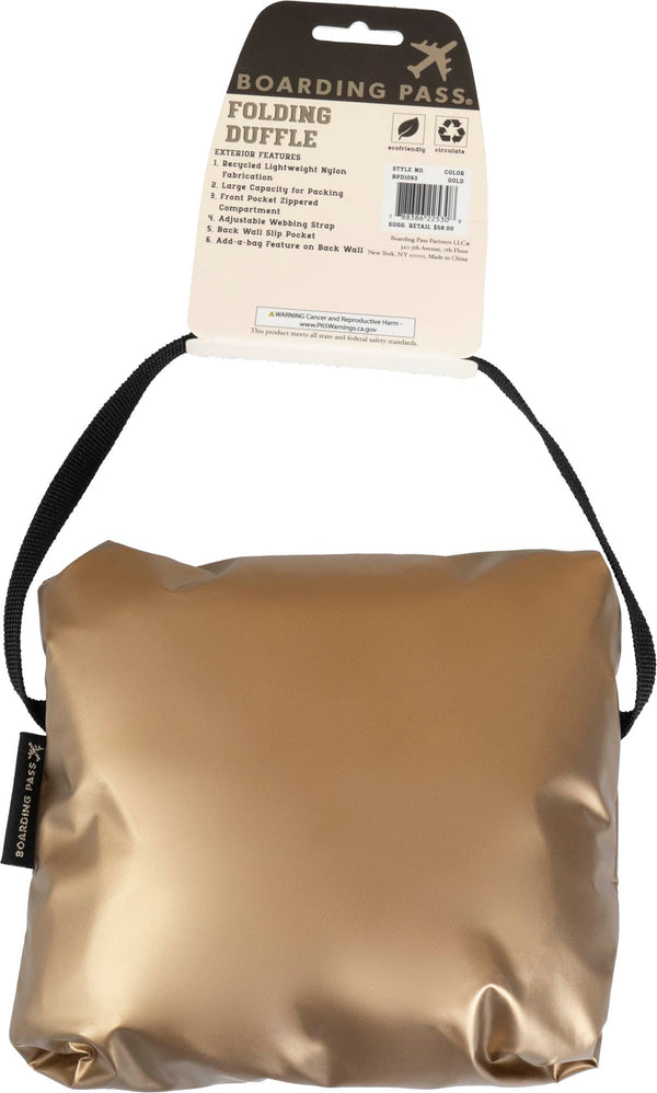 Boarding Pass Recycled Metallic Foldable & Packable Pouch Duffel Travel Bag