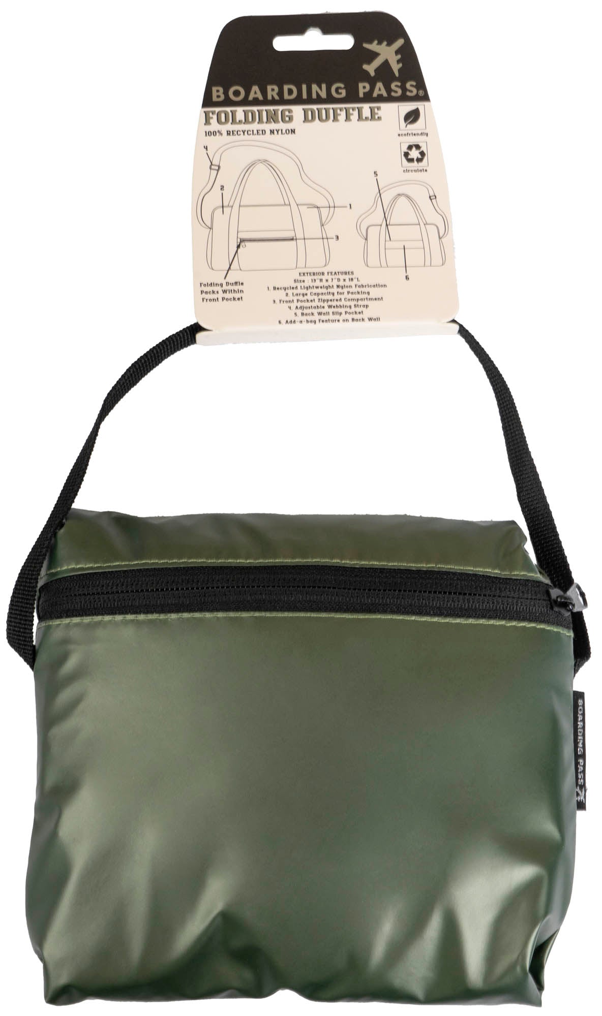 Boarding Pass Recycled Metallic Foldable & Packable Pouch Duffel Travel Bag