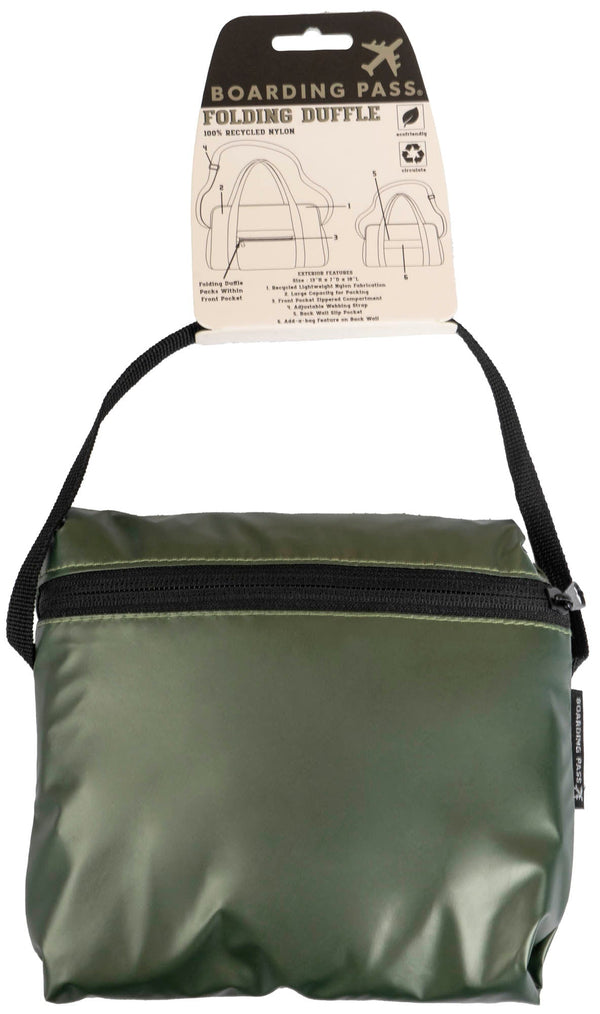 Boarding Pass Recycled Metallic Foldable & Packable Pouch Duffel Travel Bag