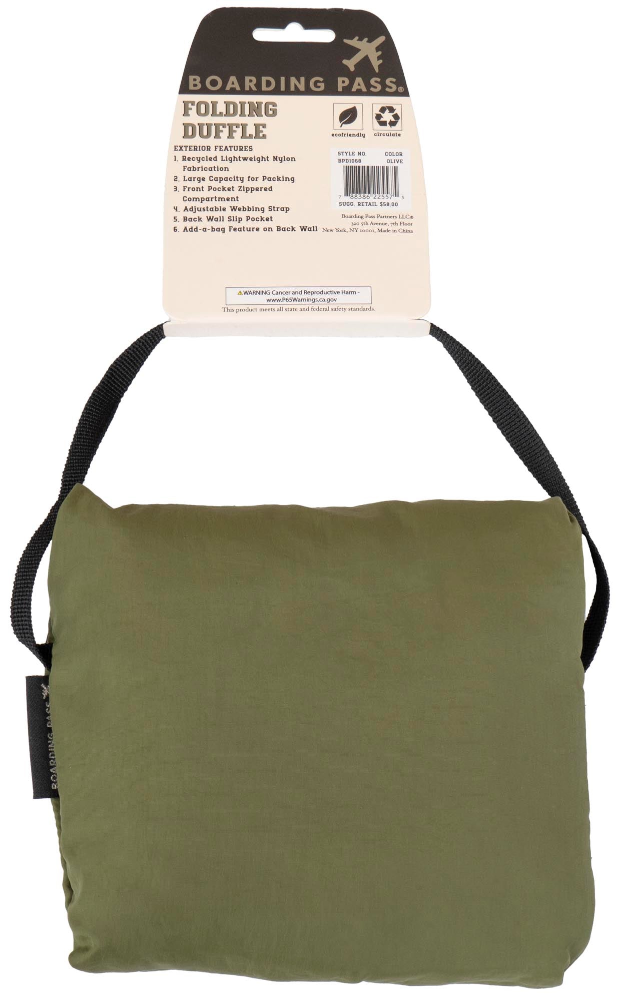 Boarding Pass Recycled Foldable & Packable Pouch Duffel Travel Bag