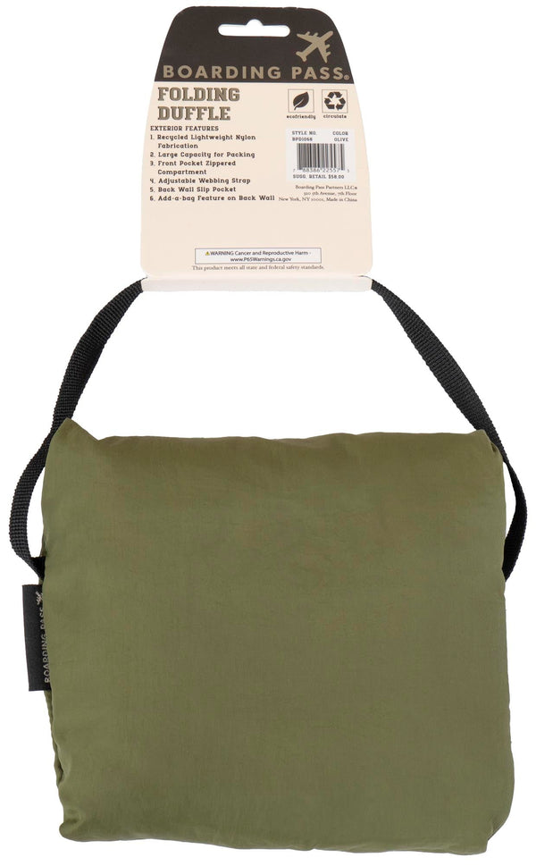 Boarding Pass Recycled Foldable & Packable Pouch Duffel Travel Bag
