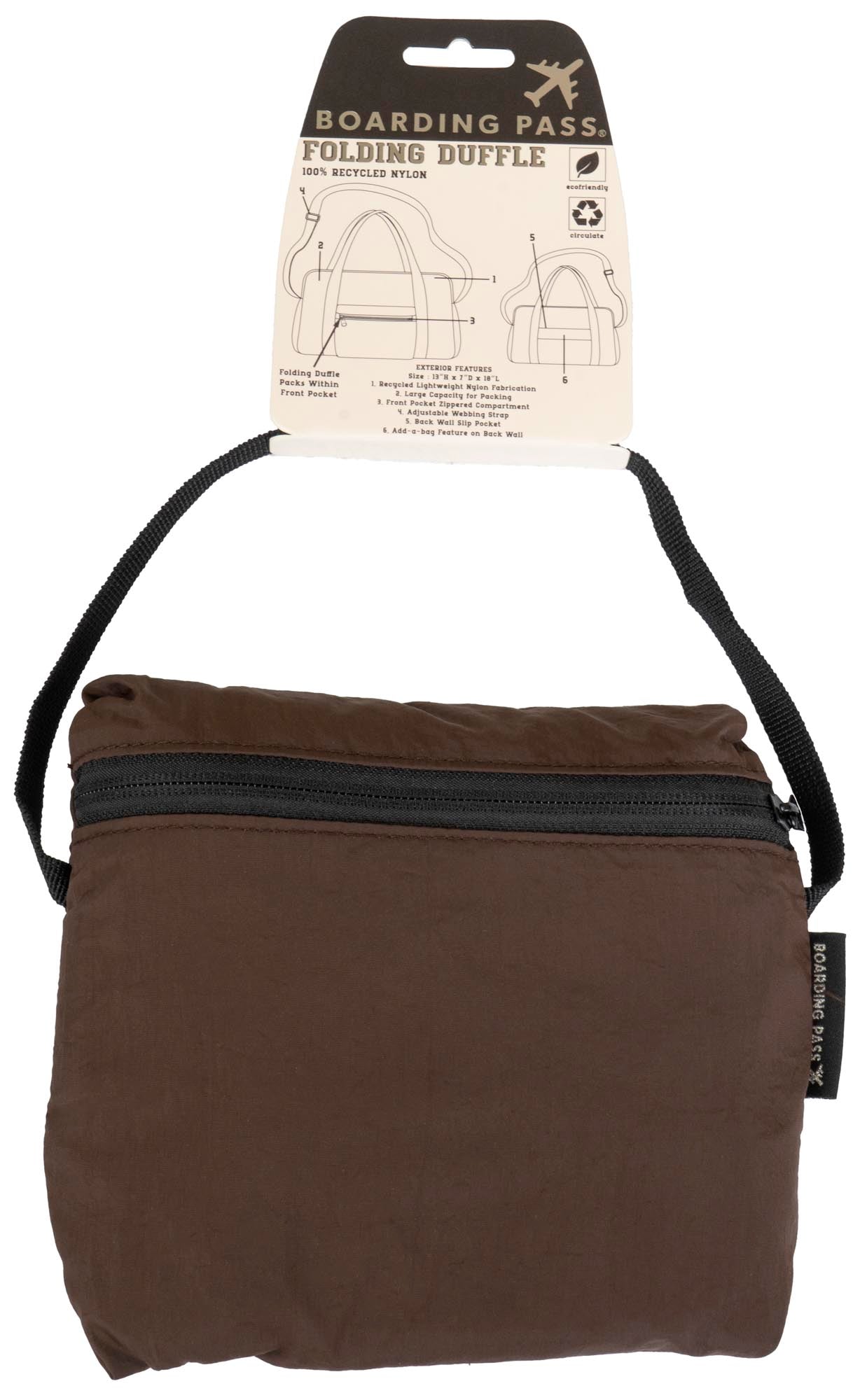 Boarding Pass Recycled Foldable & Packable Pouch Duffel Travel Bag