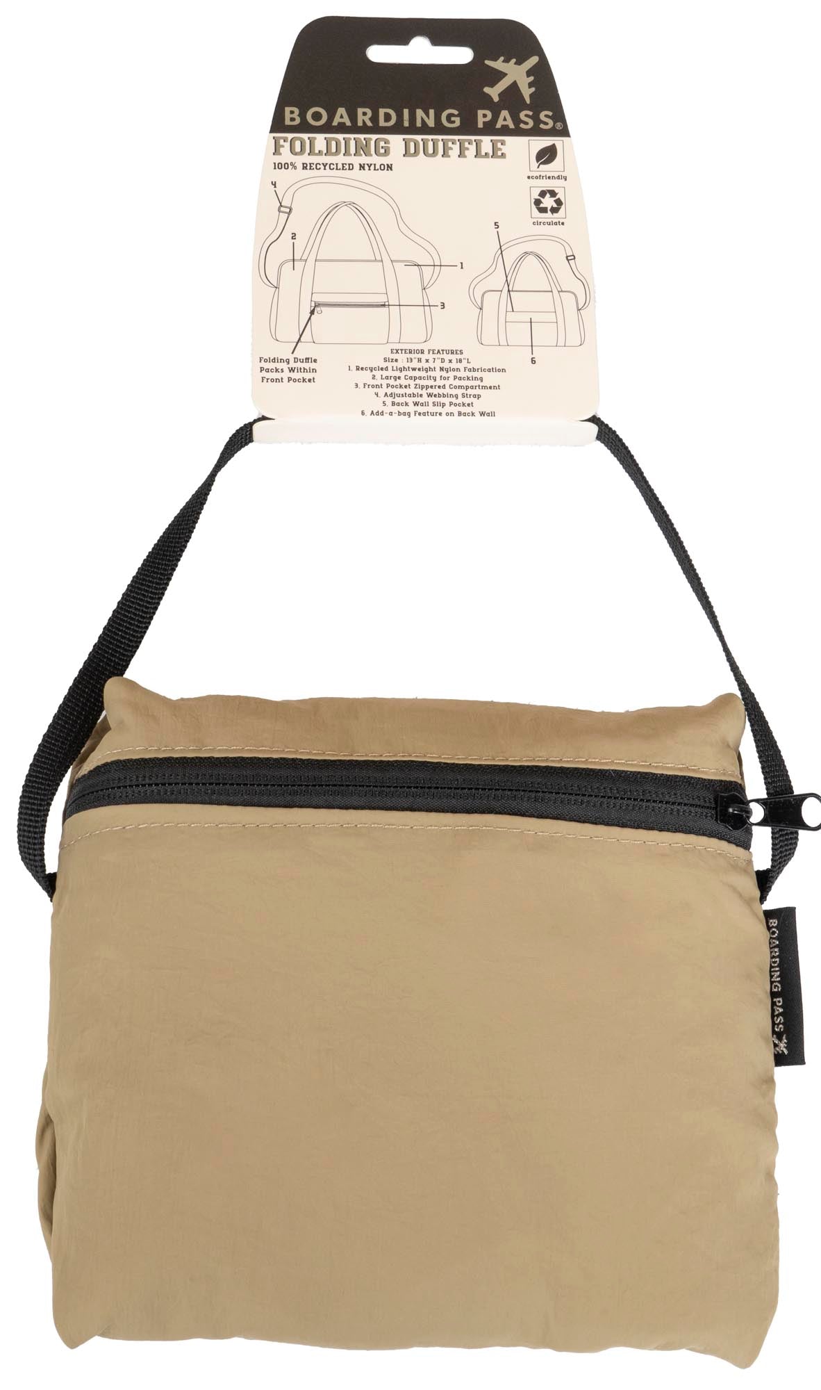 Boarding Pass Recycled Foldable & Packable Pouch Duffel Travel Bag