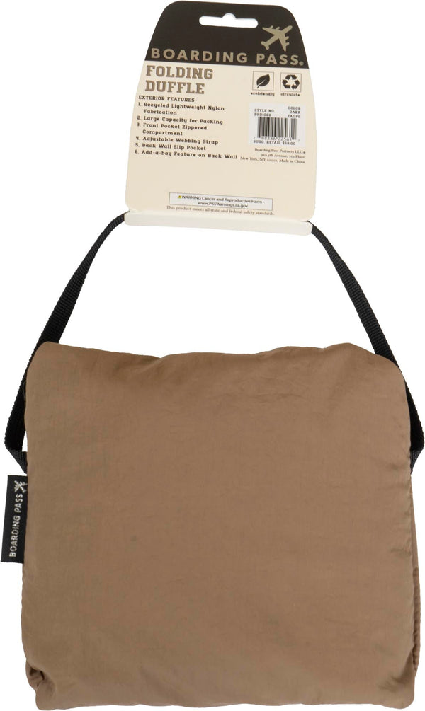 Boarding Pass Recycled Foldable & Packable Pouch Duffel Travel Bag