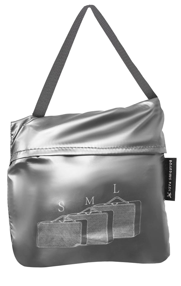 Boarding Pass Recycled Metallic Foldable & Packable Pouch Packing Cubes Set